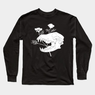 Coyote Skull with California Poppies Long Sleeve T-Shirt